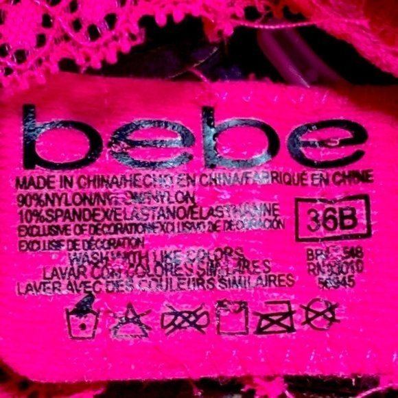 Bebe Intimates Mega Push-Up Fuchsia Pink Floral Lace Bra Size 36B - Picture 9 of 9